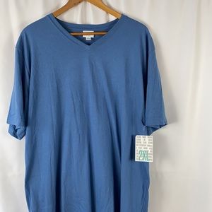 LuLaRoe Devin Unisex Shirt SOLID BLUE 2X NEW!